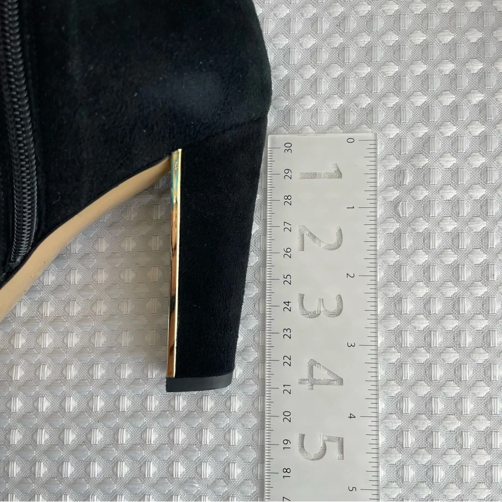 KATE SPADE Netta Gold & Black Suede Ankle Booties Women’s Size 7B Italy #700 - Picture 13 of 13